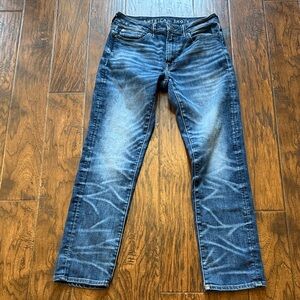 American Eagle Outfitters Slim Straight Jeans - Dark Blue Fade